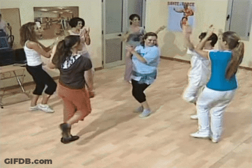 Women Dancing In Room With Sante Force Poster GIF