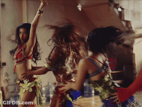 Women Dancing In Room With Water Bottle GIF
