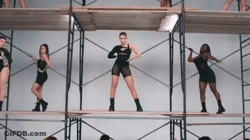 Women Dancing On Scaffolding GIF