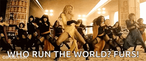 Women Dancing With Who Run The World Furs GIF
