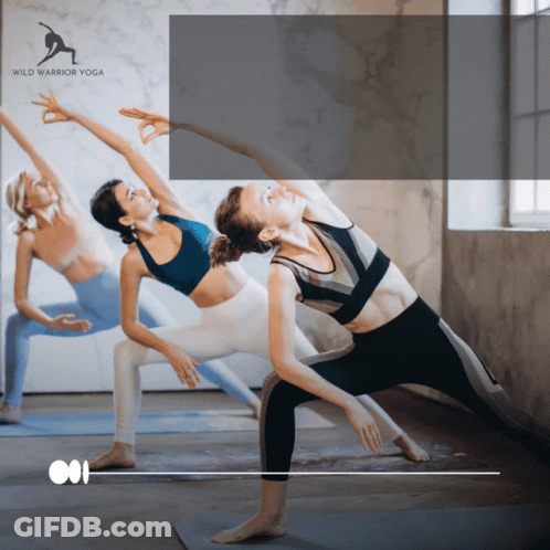 Women Doing Yoga At Wild Warrior Yoga Sign GIF