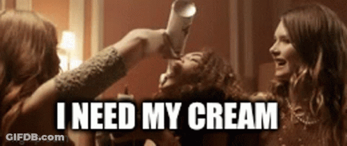 Women Drinking From Cups Saying I Need My Cream GIF