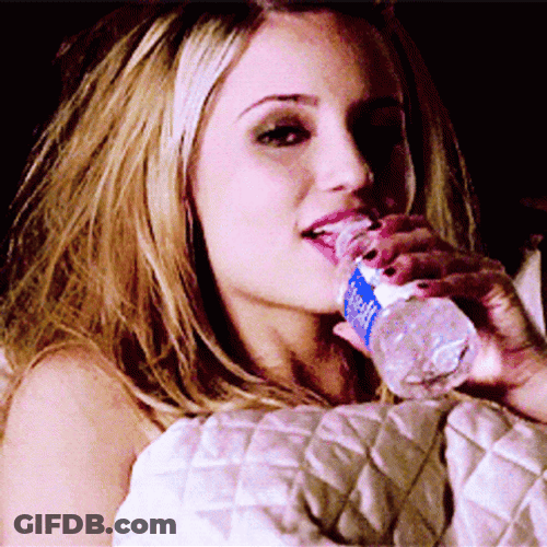 Women Drinking Water On Cute Bottle GIF