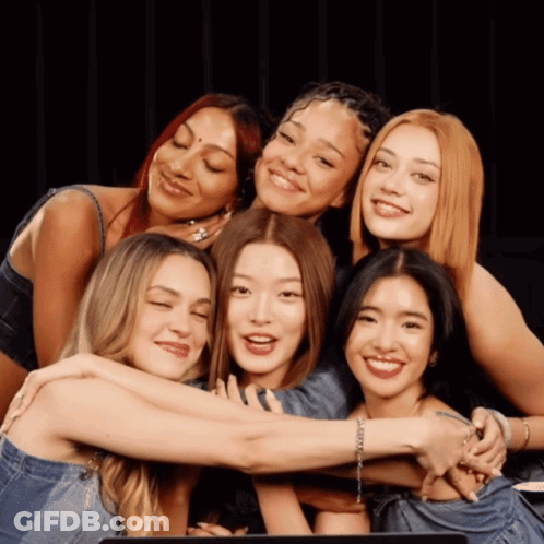 Women Hugging And Smiling GIF
