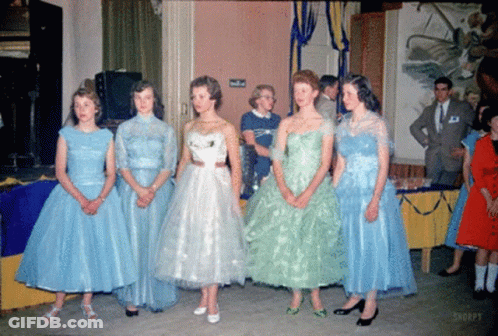 Women In Blue And Green Dresses GIF