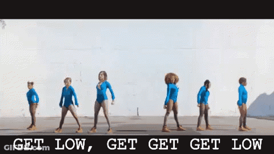 Women In Blue Suit Synchronized Get Low GIF