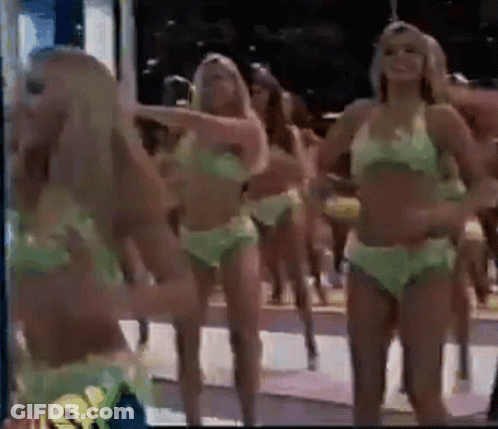Women In Green Bikinis Dancing GIF