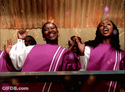 Women In Purple And White Robes Singing GIF