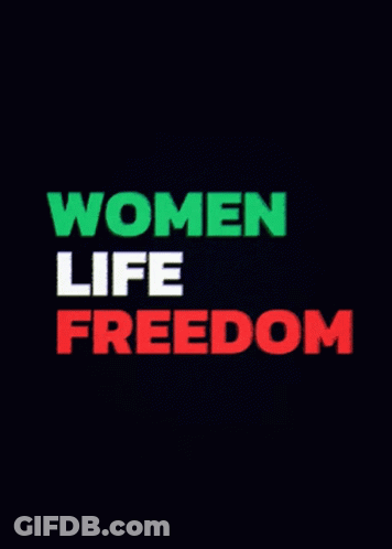 Women Life Freedom Poster Green White Red GIF