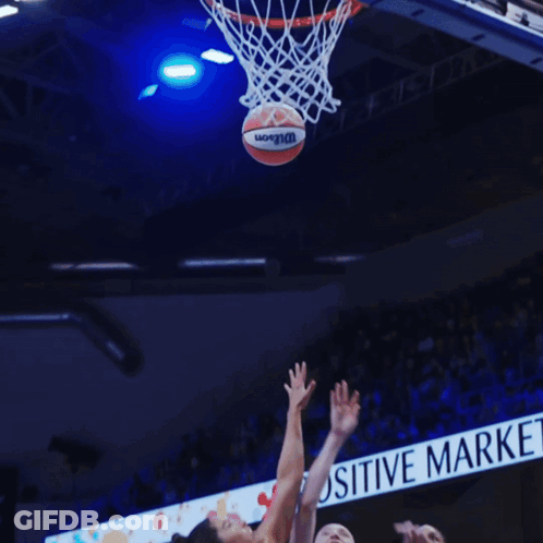 Women Playing Basketball In Front Of A Sign That Says ' Osf ' On It GIF