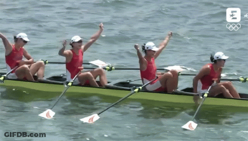 Women Rowing Boat With Letter L GIF