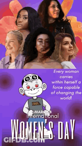 Women's Day Poster With Cartoon Character GIF