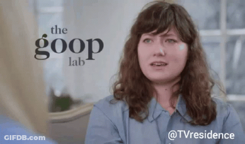 Women Talking In Front Of Goop Lab Sign GIF