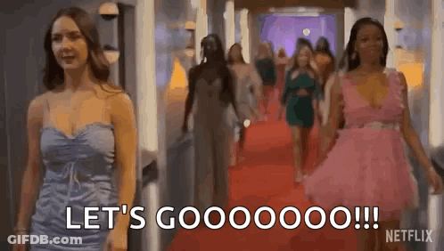 Women Walking Red Carpet Saying Let's Gooooo GIF