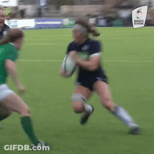 Womens Rugby Side Steps GIF