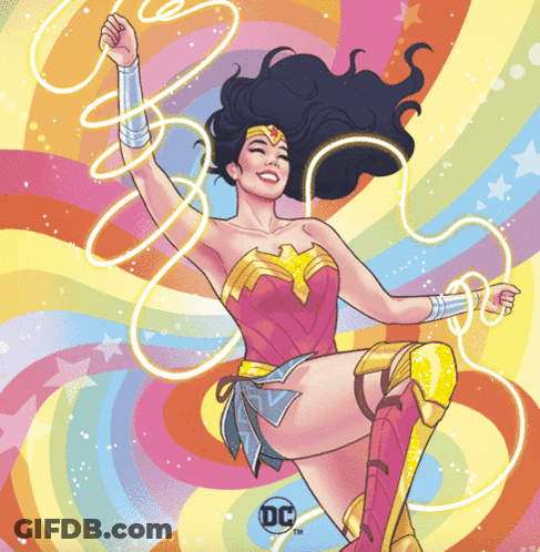 Wonder Woman Cartoon With DC Logo GIF