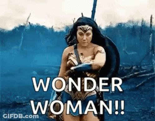 Wonder Woman Holding Shield And Sword In Field GIF