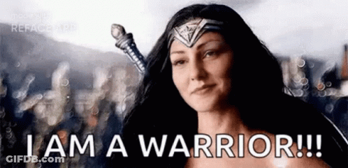 Wonder Woman Holding Sword Saying I Am A Warrior GIF