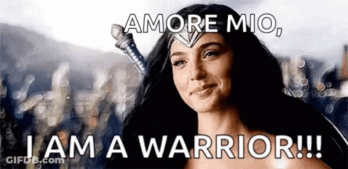 Wonder Woman Smiling Holding Sword Amore Mio GIF