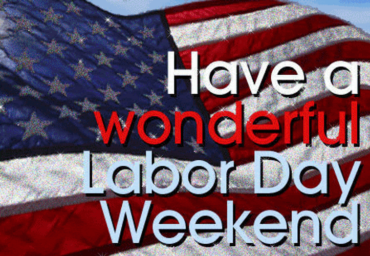 Wonderful Labor Day Glitter US Flag GIF