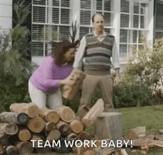 Wood Cutting Couple Doing Team Work Baby GIF