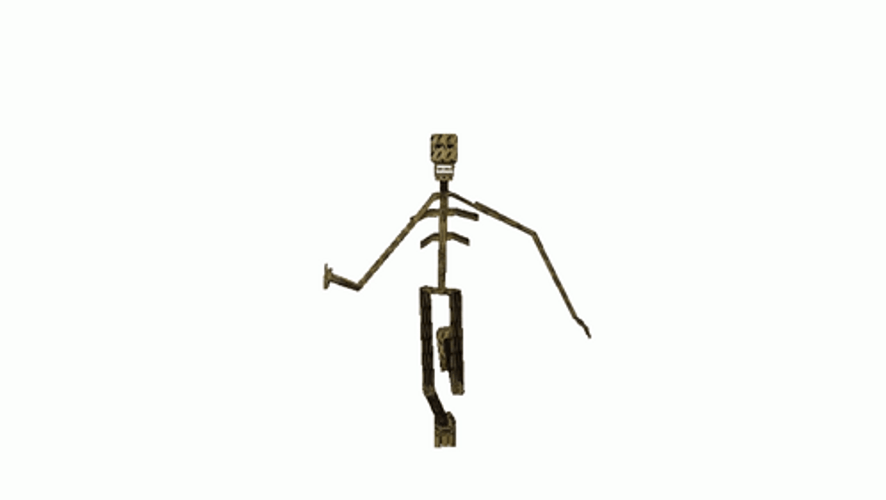 Wood Skeleton Running Towards Camera GIF