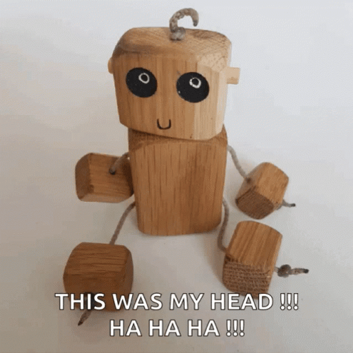 Wood Toy Head Rotate GIF