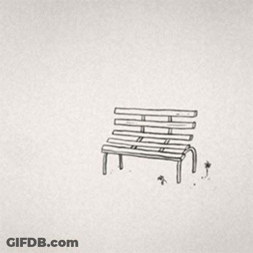Wooden Bench With Flowers GIF