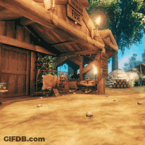 Wooden Building With Sign Saying Fuse GIF