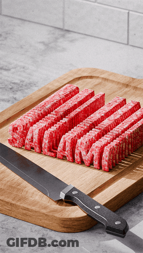 Wooden Cutting Board With Salami Text GIF