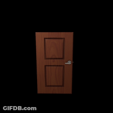 Wooden Door With White Handle Open GIF