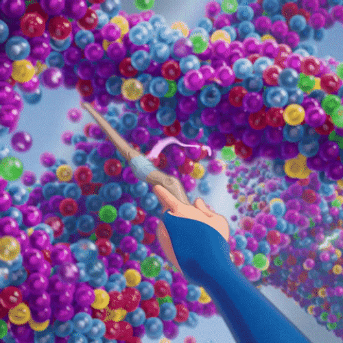 Wooden Magic Wand Targeting Colorful Ballons GIF