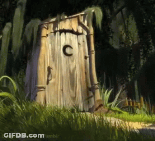 Wooden Outhouse With Letter C GIF