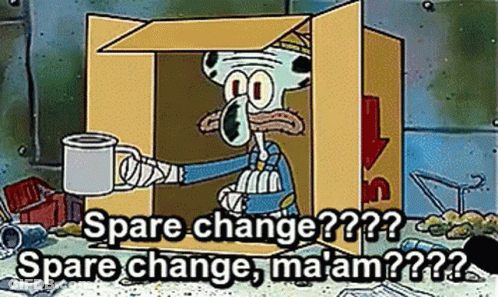 Wooden Puppet In Hat And Suspenders Pointing I Don't Have Any Spare Change GIF