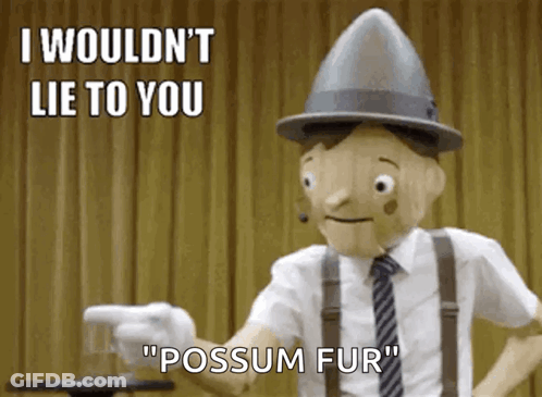 Wooden Puppet Saying I Wouldn't Lie GIF