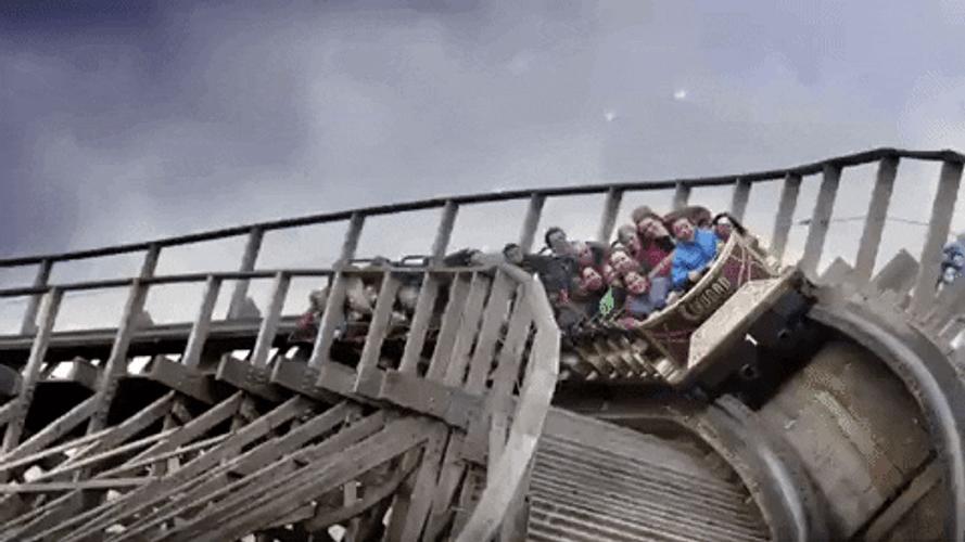 Wooden Roller Coaster Winter Ride GIF