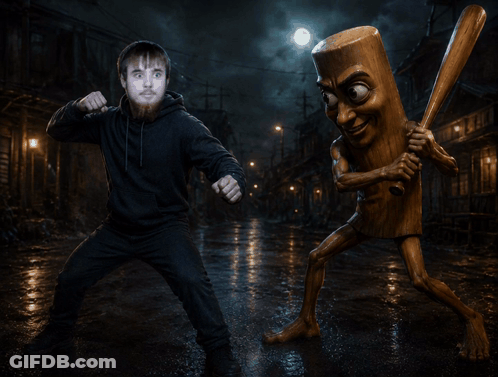 Wooden Totem Pole With Cartoon Face And Meta Al Logo GIF