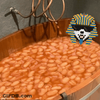 Wooden Tub Filled With Baked Beans GIF