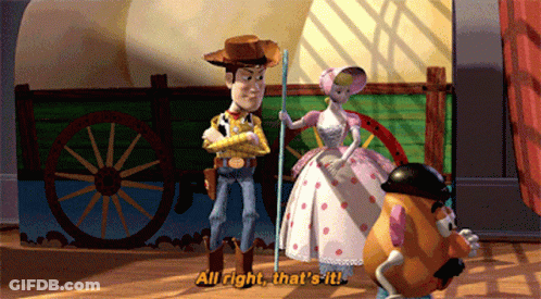 Woody And Bo Peep From Toy Story Are Standing Next To Each Other GIF