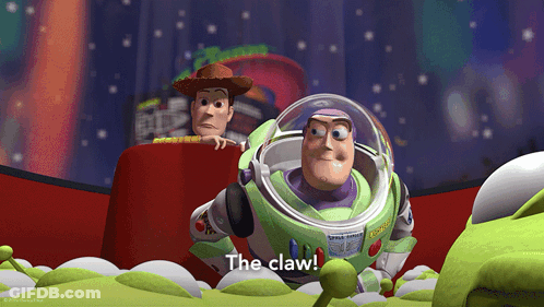 Woody And Buzz Lightyear From The Movie Toy Story Are Talking To Each Other GIF