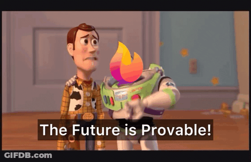 Woody And Buzz Lightyear From Toy Story Are Standing Next To Each Other With The Caption The Future Is Provable GIF