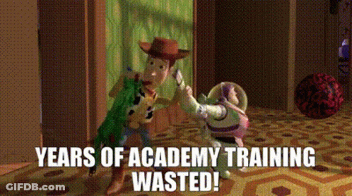 Woody And Buzz Lightyear From Toy Story Giving Each Other High Fives GIF