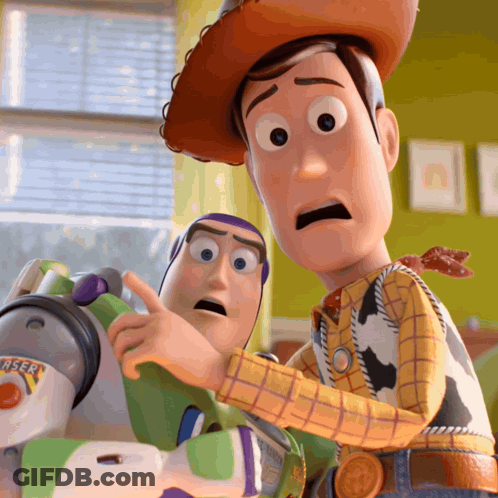 Woody And Buzz Lightyear Looking GIF
