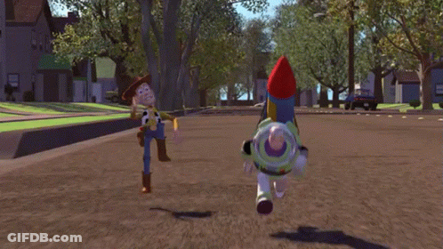 Woody And Buzz Lightyear Running GIF