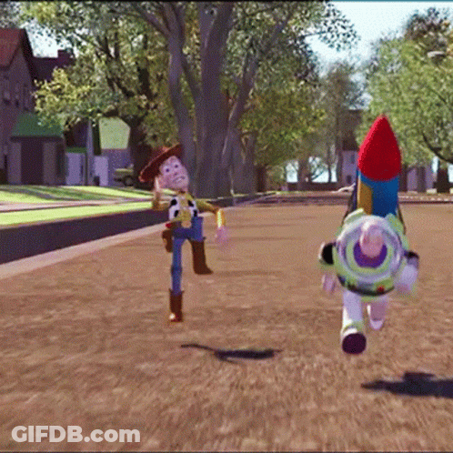 Woody And Buzz Lightyear Running GIF