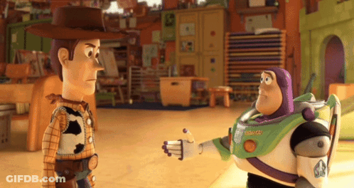 Woody And Buzz Lightyear Shaking Hands GIF