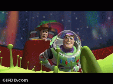 Woody And Buzz Lightyear Standing In Space GIF