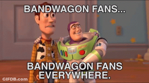 Woody And Buzz Lightyear Talk Bandwagon Fans GIF