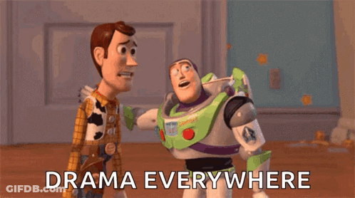 Woody And Buzz Lightyear Talking About Drama Everywhere GIF