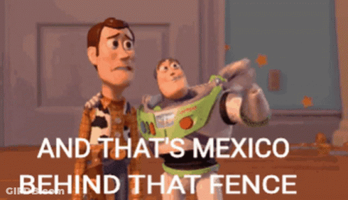 Woody And Buzz Lightyear That's Mexico Behind Fence GIF